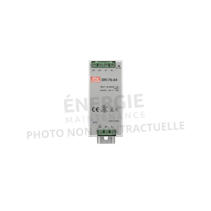 Alimentation à découpage MEAN WELL DR-75-24 - 24 V DC, 3,2 A